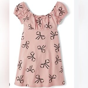 The Children's Place Pink Bow Print Off-Shoulder Dress